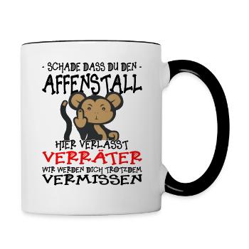 Wir werden dich vermissen - Verräter - Jobwechsel - Tasse zweifarbig - Weiß/Schwarz - Rechts