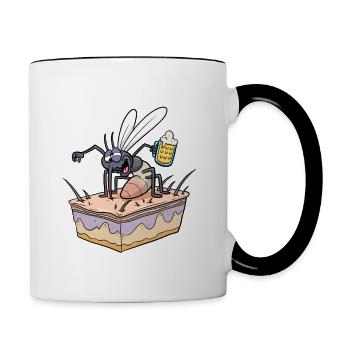 Insect Mosquito Drinking Beer Mosquitoes - Contrasting Mug - white/black - Right