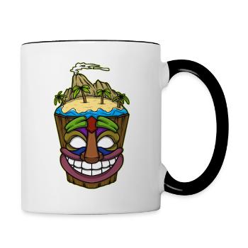 Tiki Head Tiki Hawaiian Hawaii Luau - Contrasting Mug - white/black - Right