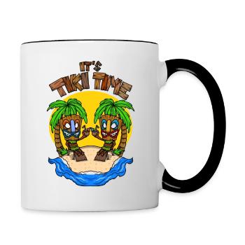 C’est Tiki Time Head Tiki Hawaiian Hawaii Luau - Mug contrasté - blanc/noir - Droite