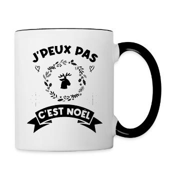 j'peux pas c'est noel noël Noël - Mug contrasté - blanc/noir - Droite