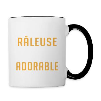 Je suis râleuse un peu chiante mais adorable - Mug contrasté - blanc/noir - Droite
