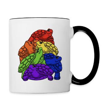 Turtle Stack LGBTQ Gay Pride Rainbow Flag LGBT - Contrasting Mug - white/black - Right