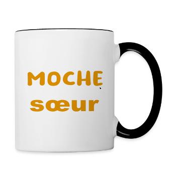 parfois je me trouve moche alors je pense à sœur - Mug contrasté - blanc/noir - Droite