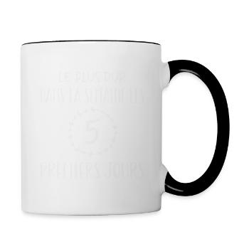 Les cinq premiers jours sont les plus difficiles - Mug contrasté - blanc/noir - Droite