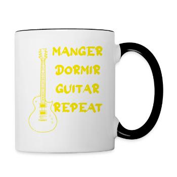 répéter manger dormir guitare tous les jours - Mug contrasté - blanc/noir - Droite