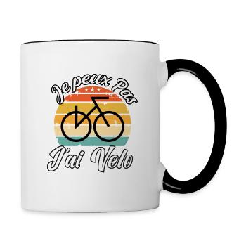 j'peux pas j'ai vélo - Mug contrasté - blanc/noir - Droite