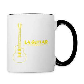 l'école c'est bien mais la guitar c'est mieux - Mug contrasté - blanc/noir - Droite