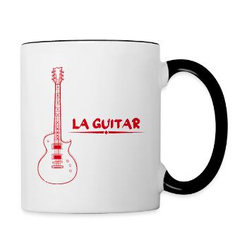 l'école c'est bien mais la guitar c'est mieux - Mug contrasté - blanc/noir - Droite