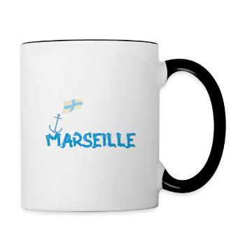 Fan de Marseille - Mug contrasté - blanc/noir - Droite
