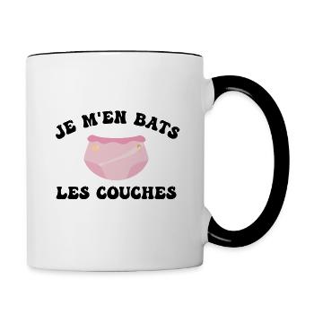 Je m'en bats les couches - Mug contrasté - blanc/noir - Droite