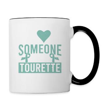 Tourettes Ich liebe jemanden mit Tourette-Syndrom - Tasse zweifarbig - Weiß/Schwarz - Rechts