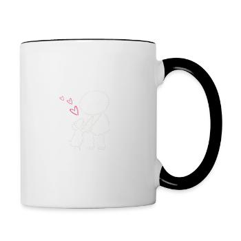 Strichmännchen Hundebesitzer Süßes Gassi Hunde - Tasse zweifarbig - Weiß/Schwarz - Rechts