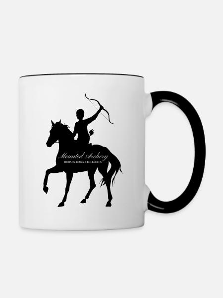 Bullseye montierter Bogenschütze - Tasse zweifarbig - Weiß/Schwarz