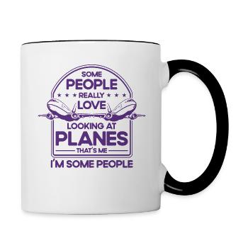 Flugzeug Pilot Flugzeuge Flugzeug Landung Geschenk - Tasse zweifarbig - Weiß/Schwarz - Rechts