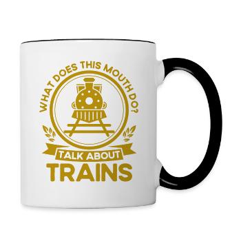 Model Railway Train Locomotives Gift - Contrasting Mug - white/black - Right