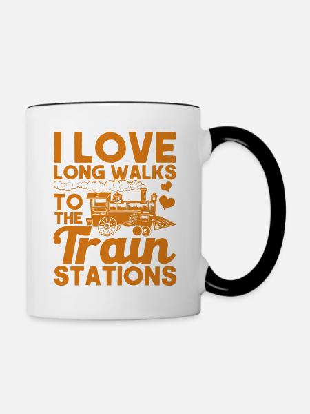 Modellbahn Zug Lokomotiven Geschenk - Tasse zweifarbig - Weiß/Schwarz