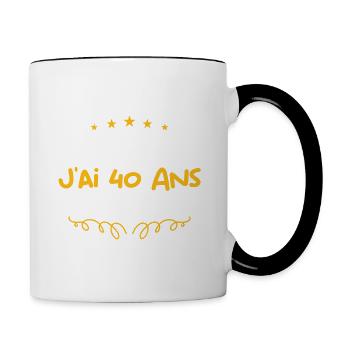 bref j'ai un 40 ans pour la deuxième fois - Mug contrasté - blanc/noir - Droite