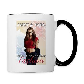 Juste une fille avec un sens de la mode - Mug contrasté - blanc/noir - Droite