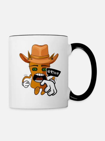 Verärgertes süßes Comic Monster - Tasse zweifarbig - Weiß/Schwarz