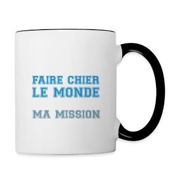 je suis né pour faire chier le monde cadeau humour - Mug contrasté - blanc/noir - Droite
