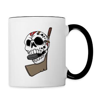 Joueur de hockey sur glace Skull Skeleton Hockey - Mug contrasté - blanc/noir - Droite