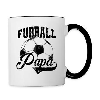 Fußball Papa - Tasse zweifarbig - Weiß/Schwarz - Rechts