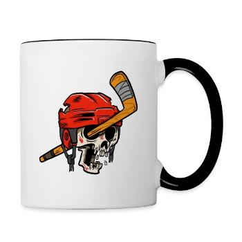 Joueur de hockey sur glace Skull Skeleton Hockey - Mug contrasté - blanc/noir - Droite
