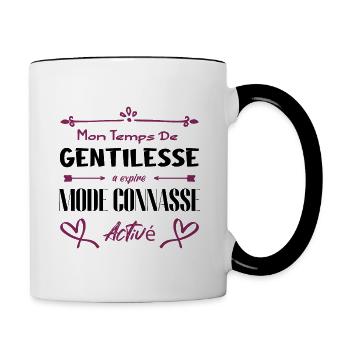 Mon temps de gentillesse a expiré - Mug contrasté - blanc/noir - Droite