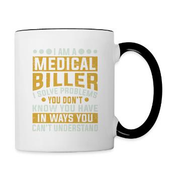 Medizinischer Biller-Beruf Probleme lösen Lustig - Tasse zweifarbig - Weiß/Schwarz - Rechts