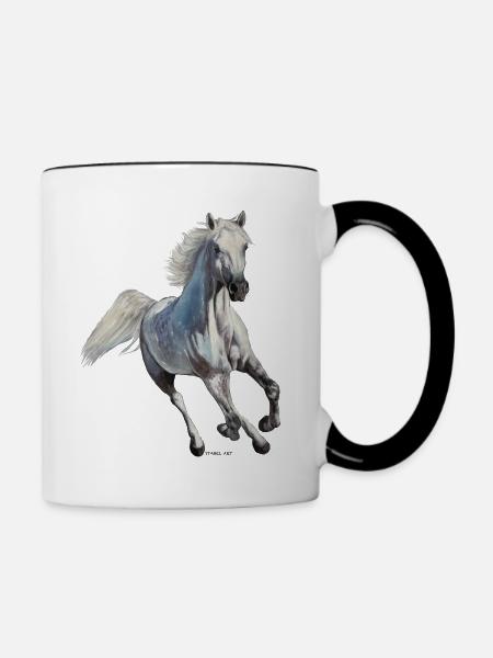 Pferd - Tasse zweifarbig - Weiß/Schwarz