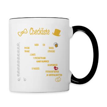 Checkliste poltern Bräutigam Aufgaben - Tasse zweifarbig - Weiß/Schwarz - Rechts