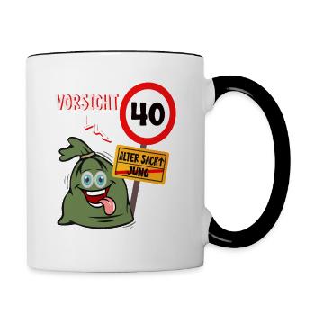 geburtstag alter sack 40 jahre - Tasse zweifarbig - Weiß/Schwarz - Rechts