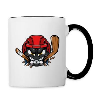 Eishockeyspieler Hockey Puck bricht Stock - Tasse zweifarbig - Weiß/Schwarz - Rechts