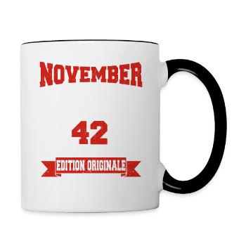 Cadeau D'anniversaire 42 Ans Novembre 1980 Rétro - Mug contrasté - blanc/noir - Droite