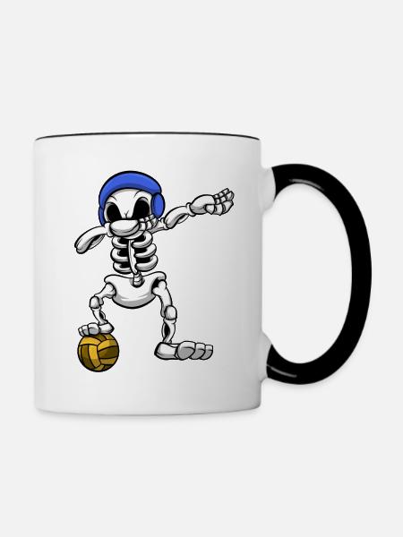 Wasserball-Teamplayer Dabbing Skeleton Wassersport - Tasse zweifarbig - Weiß/Schwarz