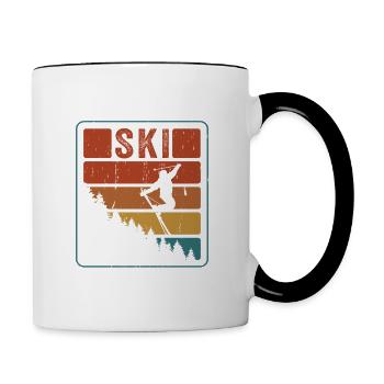 Skiier Ski Vintage Montagne Sports d’hiver Ski - Mug contrasté - blanc/noir - Droite