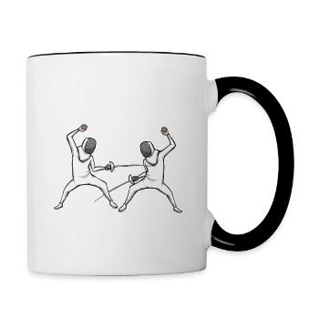 Fechten finden neue Freunde und stechen sie Fechter - Tasse zweifarbig - Weiß/Schwarz - Rechts
