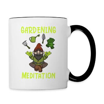 Gardeing Is My Meditation Garden Gnome Gardening - Contrasting Mug - white/black - Right