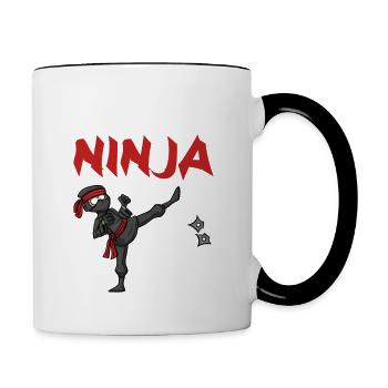 Geburtstagsfeier 10 Jahre alter japanischer Ninja - Tasse zweifarbig - Weiß/Schwarz - Rechts