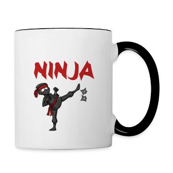 Geburtstagsparty 3 Jahre alter japanischer Ninja Geburtstag - Tasse zweifarbig - Weiß/Schwarz - Rechts