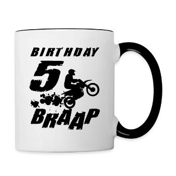 Six 5yr 5th Dirt Bike Birthday Boy 5 Years Old - Tasse zweifarbig - Weiß/Schwarz - Rechts