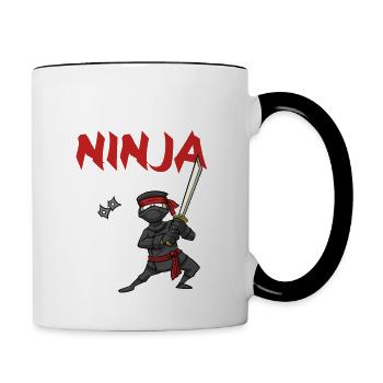 Birthday Party 6 Years Old Japanese Ninja Birthday - Contrasting Mug - white/black - Right