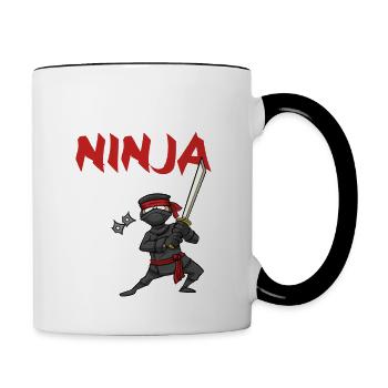 Birthday Party 9 Years Old Japanese Ninja Birthday - Contrasting Mug - white/black - Right