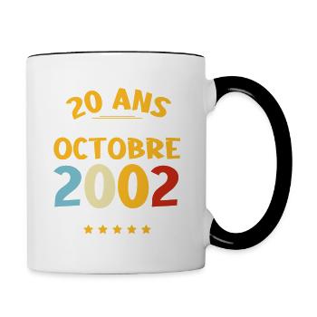 20 ans d'être beau gosse octobre 2002 Anniversaire - Mug contrasté - blanc/noir - Droite