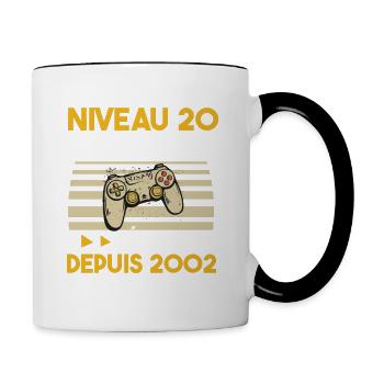 niveau 20 débloqué génial depuis 2002 - Mug contrasté - blanc/noir - Droite