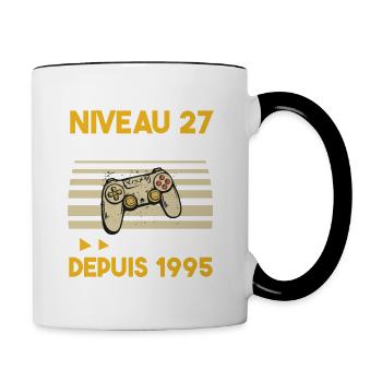niveau 27 débloqué génial depuis 1995 - Mug contrasté - blanc/noir - Droite