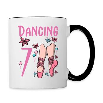 Ballettschuhe Tanzballerina 7 Ballett Geburtstag - Tasse zweifarbig - Weiß/Schwarz - Rechts