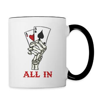 Joueur de poker Cartes de poker Ace Skeleton Hand Poker - Mug contrasté - blanc/noir - Droite