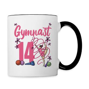 This Flipping Gymnast Is 14 Gymnast Birthday - Contrasting Mug - white/black - Right